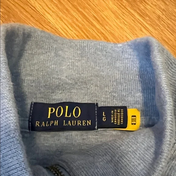 Ralph Lauren 1/4 zip  Light Blue Sweater large super soft - Picture 2 of 5